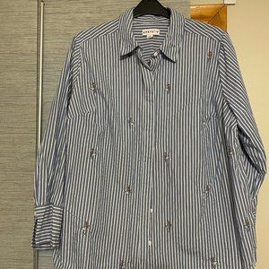 Ava and Viv Cotton Striped shirt with embroidery